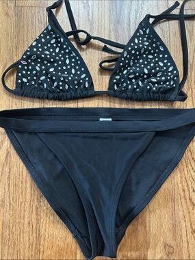 Black Bedazzled Rhinestone Bikini Set